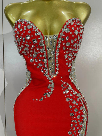 Newest High Quality Sexy Strapless Shinning Rhinestones Bodycon Bandage Long Dress Women Fashion Celebrate Evening Party Vestido