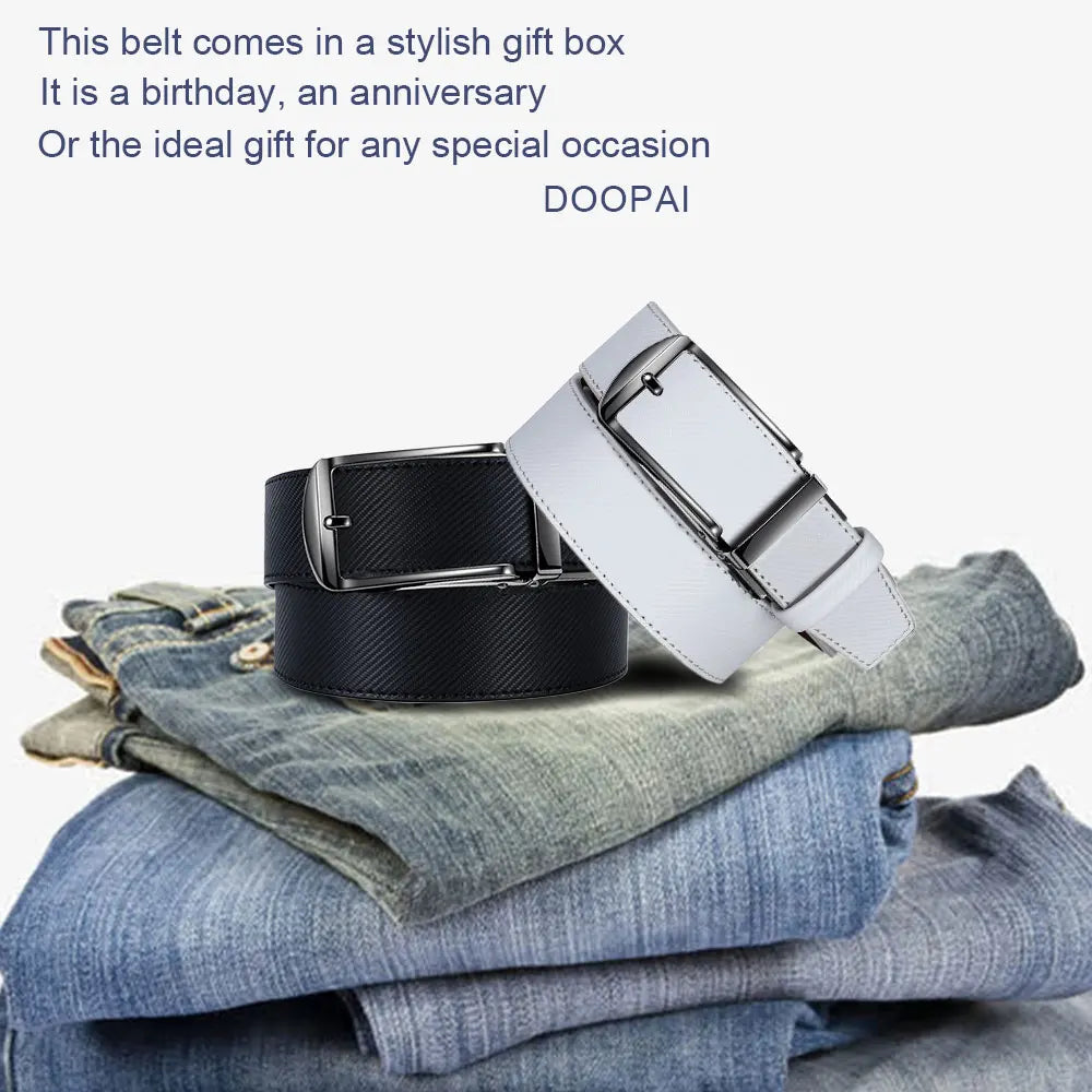 Mens Belt Genuine Leather Luxury Belt Metal Automatic Alloy Buckle Fashion Ratchet Belts for Men Cowhide High Quality Belt