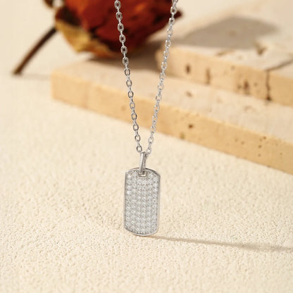 D Color Moissanite Rectangle Brand Necklace 925 Sterling Silver Trendy Stackable Pendant Necklaces For Women Fine Jewelry