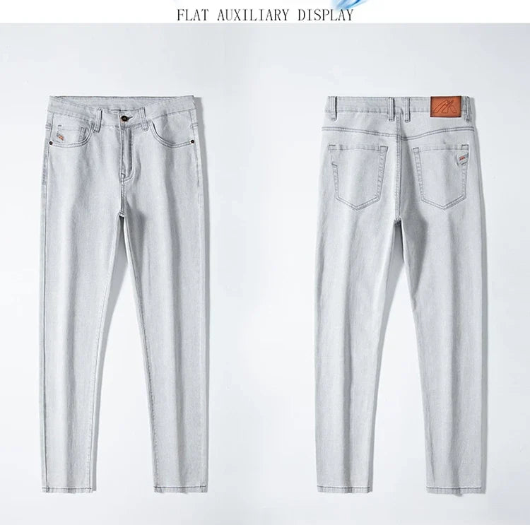 2023 y2k streetwear Spring Summer  Youthful Vitality Men's Fit Straight Thin Denim Jeans Lightweight Cotton Stretch Trousers