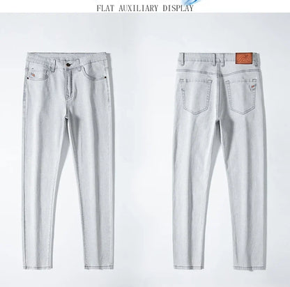 2023 y2k streetwear Spring Summer  Youthful Vitality Men's Fit Straight Thin Denim Jeans Lightweight Cotton Stretch Trousers