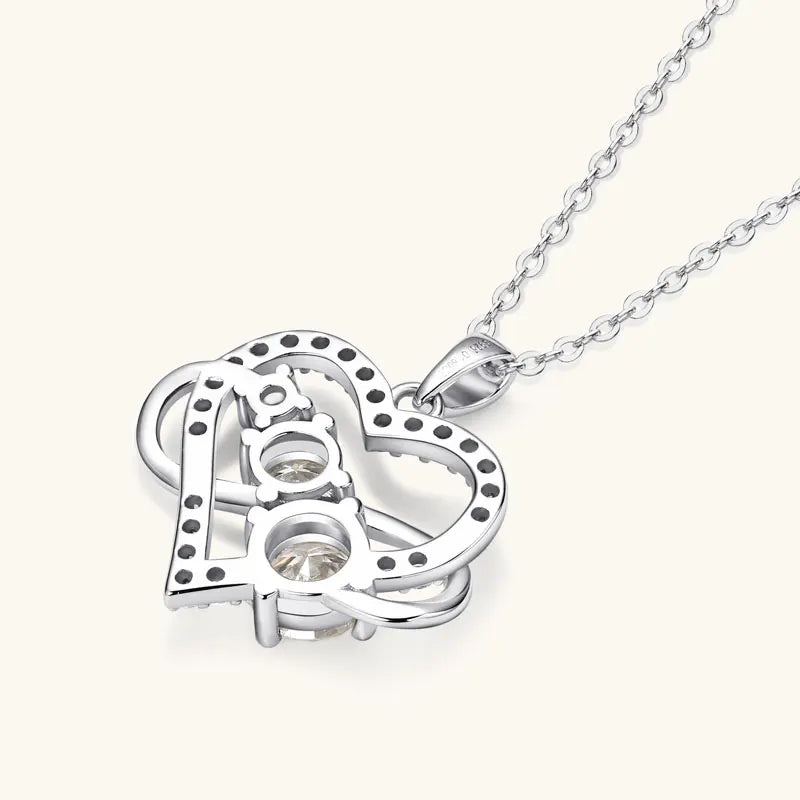 Certified Moissanite Infinite Love Heart Pendant Necklace Real S925 Sterling Silver for Women Fine Jewelry Gifts Cadena