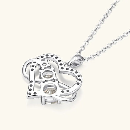Certified Moissanite Infinite Love Heart Pendant Necklace Real S925 Sterling Silver for Women Fine Jewelry Gifts Cadena