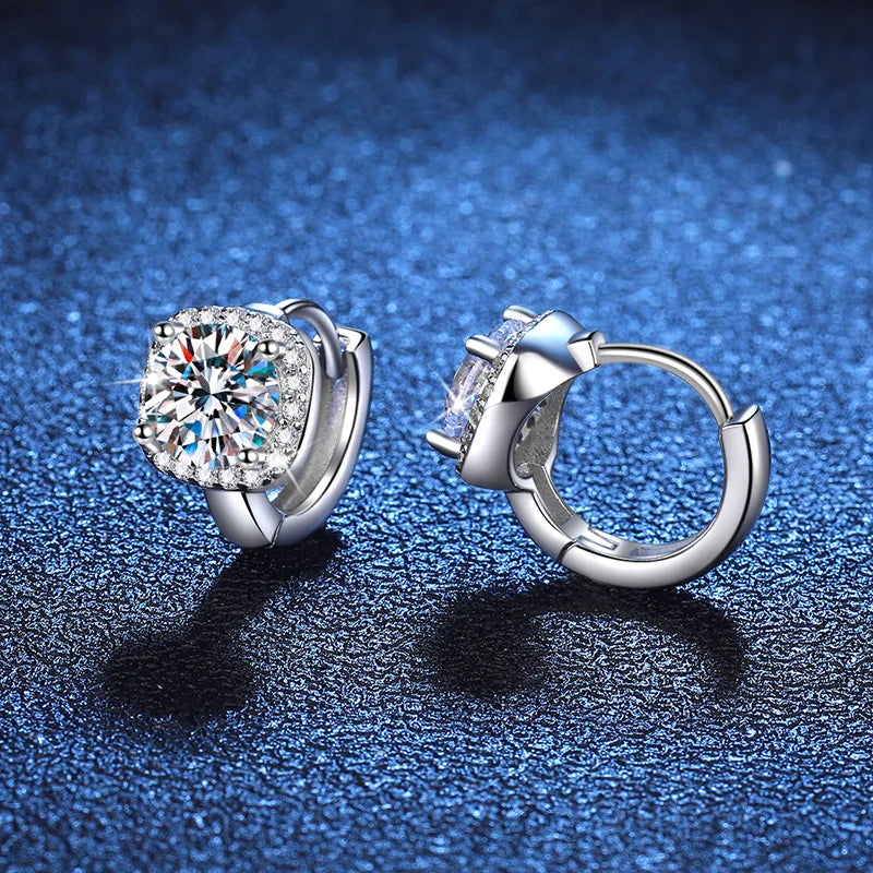 New In 1-2cttw D Color Moissanite Hoop Earrings for Women S925 Silver Party Small Ear Buckle Wedding Earring Wholesale
