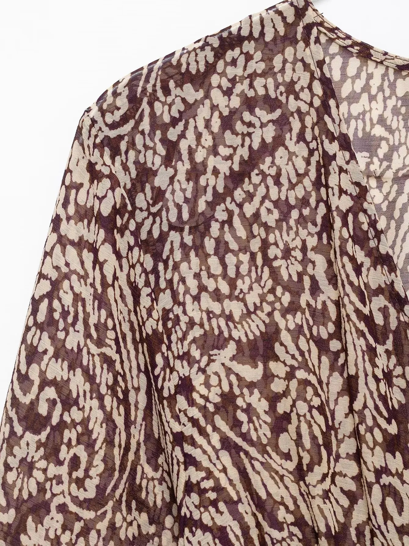 Ele Layered Decorative Print Midi Dr Spring New Arrival Women's Faion JNLEAOG Long Sve V-Ne High Waist Skirt