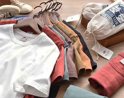 Summer New American Retro Short-sleeved O-neck Soild Color T-shirt Men's Fashion Simple 100% Cotton Washed Casual Sport Tops