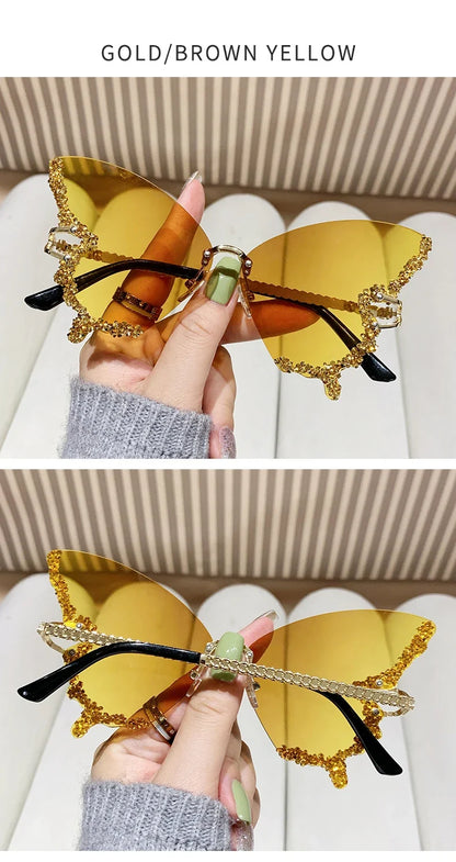 Cycling New Y2K Style Women Fashion Sunglasses Oversize Butterfly Shape Diamond Edge Design Sun Glasses Street Party Glasses
