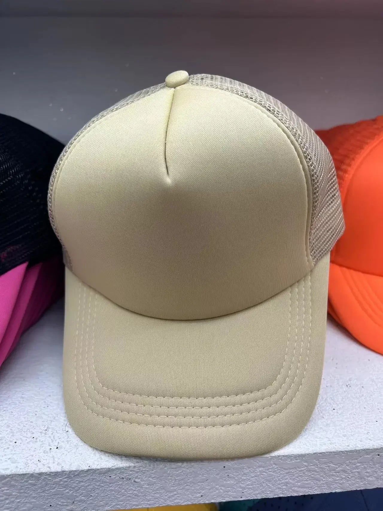 Unisex Cheaper 5 Panel Trucker Hat For Adult Summer Net Baseball Cap Men Women Sponge Mesh Adjustable Sun Hat Visor
