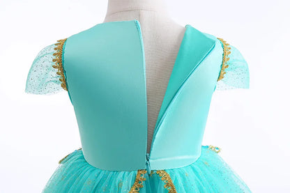Jasmine Princess Dress for Girls Cosplay Aladdin Magic Lamp Costume Kids Halloween Birthday Carnival Party Vestidos