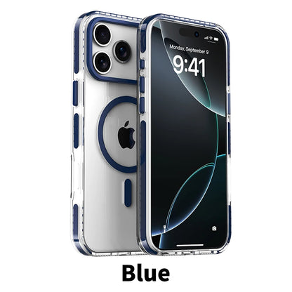 Luxury PE Striped Border HD Phone Case for iPhone 17 Air 16 15 14 Plus 13 12 Pro Max for Magsafe Magnetic Wireless Charge Cover