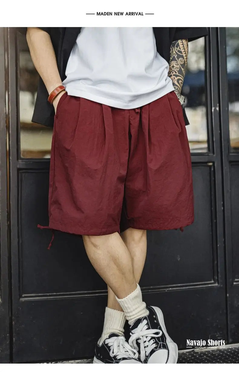 Casual Navajo Embroidered Shorts Loose Fit Beach Thin Pants with Elastic Waist Pockets Cargo Short for Men's Summer Bottom