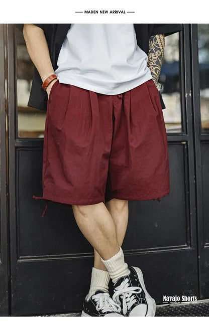Casual Navajo Embroidered Shorts Loose Fit Beach Thin Pants with Elastic Waist Pockets Cargo Short for Men's Summer Bottom