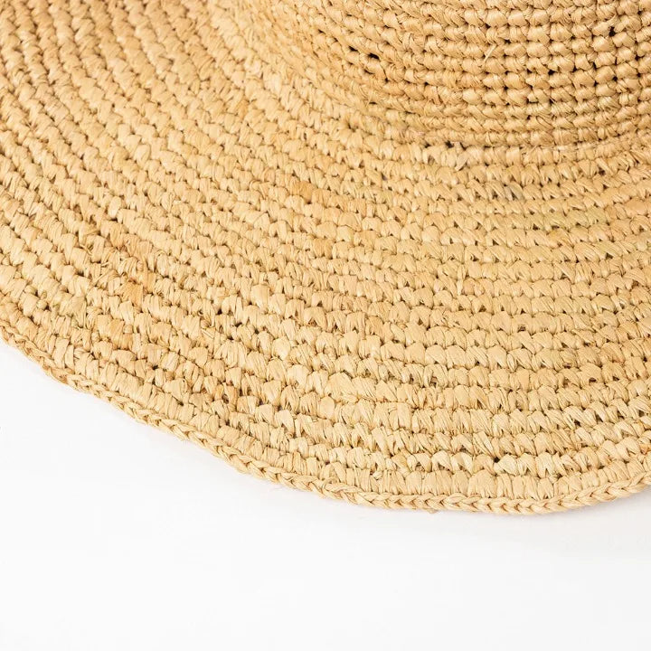 Hand-crocheted Natural Raffia Straw Cowboy Hat for Women Men Summer Wide Brim Sun Hat Outdoor Breathable Beach Caps