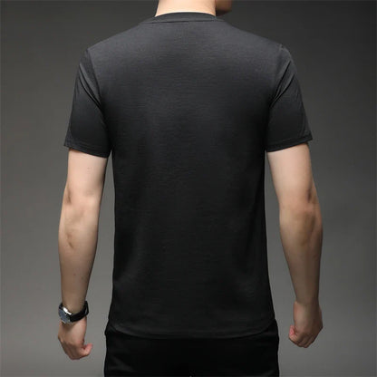 2026 New Men's Korean Style Fashion Badge Short Sleeved Sleeve Round Neck T-shirt Casual and Comfortable Summer Versatile Top