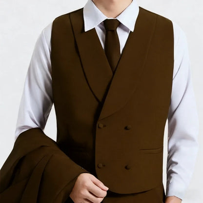 Men Vest Gray With Lapel Double Breasted Solid Waistcoat For Wedding Banquet Office Business Work Casual Daily Men Suit Vest