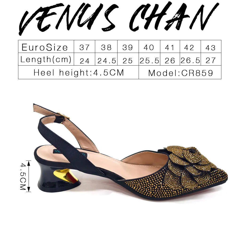 Fashion Ladies Evening Shoes And Bags Paired With Handmade Petal Wine Color Pointed Toe Mid-Heel Nigerian Women Party Shoes