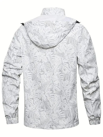 Men's Casual Waterproof Windbreaker Jacket Full Zip Up Hooded Shell Outdoor Hiking Coat For Autumn Plus Size