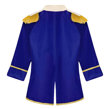 Little Boys Prince Cosplay Costume Long Sleeve Gold Fringe Braiding Velvet Tuxedo Tailcoat Royal Court Cosplay Jacket Dress Up