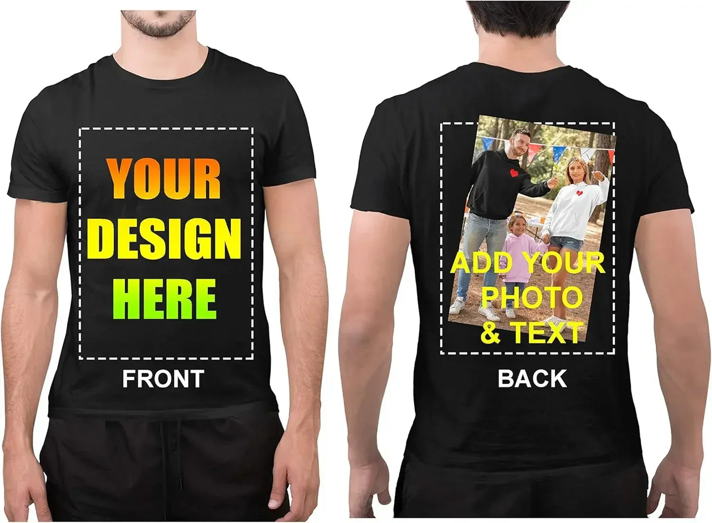 Custom Personalized Front and Back Add Your Own Text Design Adult T-Shirt Tee Harajuku Tee DIY Your Like Photo or Logo T-shirts