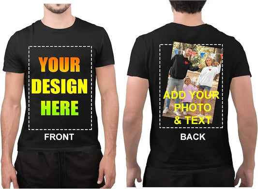 Custom Personalized Front and Back Add Your Own Text Design Adult T-Shirt Tee Harajuku Tee DIY Your Like Photo or Logo T-shirts