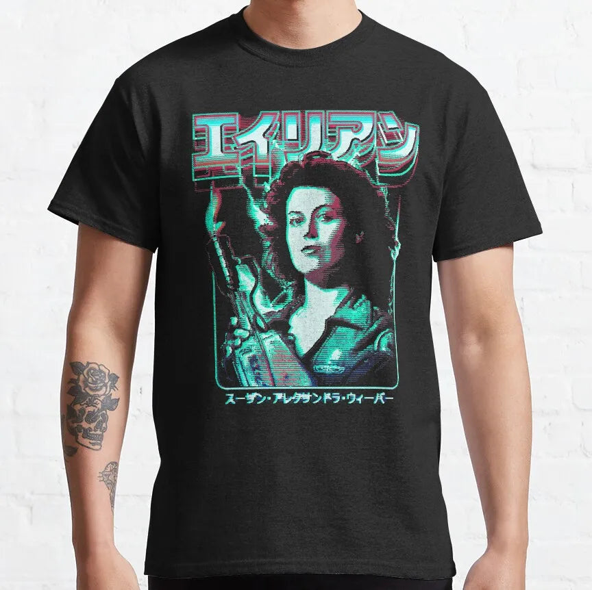 Alien Ellen Ripley 80s Science Fiction Retro Movie Weyland Xenomorph Yutani Prometheus T Shirt 100% Cotton Tees Tops Graphic