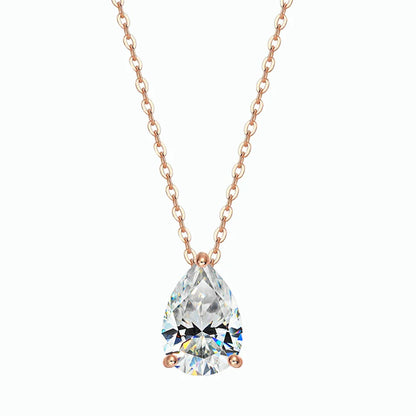 1-4CT Water Drop Moissanite Pendant Necklace Women 925 Sterling Silver Round/Sharp Claw Lab Diamond Pendant Neck Chain