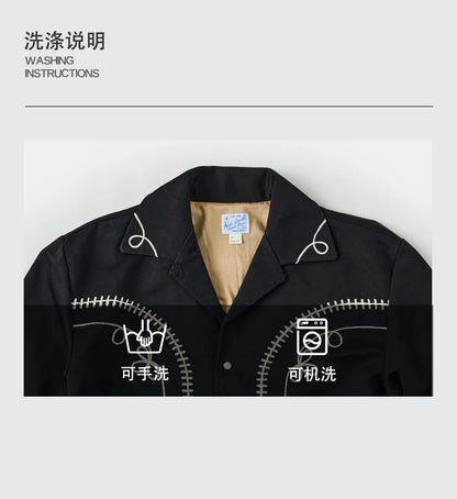 Non Stock Bolero Men's Rockabilly Jacket in Black Vintage-Inspired Western Embroidery Outerwear