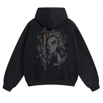 Demon Slayer: Kimetsu no Yaiba Men Hoodie Sweatshirt Rengoku Kyojuro Anime Spring Autumn Boy Long-sleeved Parent-child Outfit