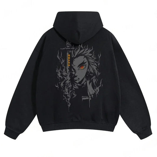 Demon Slayer: Kimetsu no Yaiba Men Hoodie Sweatshirt Rengoku Kyojuro Anime Spring Autumn Boy Long-sleeved Parent-child Outfit