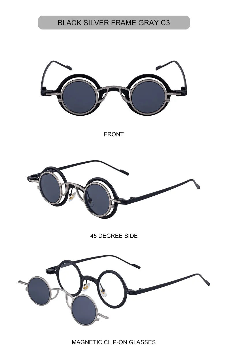 Steampunk Sunglasses For Men Metal Frame Vintage Retro Round Fashion Glasses Punk Dropshipping Gafas De Sol Lunette De Soleil