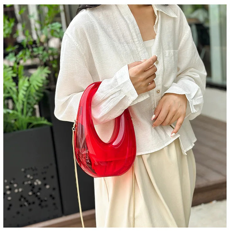 Acrylic Going Out Handbag Ins Famous Fashion Glossy Women's Dinner Bags Diagonal Span Wrist Bag Shoulder Messenger Bag