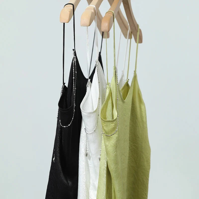 Casual Cami For Women 2026 Summer New Chain Sleeveless Top Basic Straight Women's Acetate Spaghetti Strap Tank 12641045
