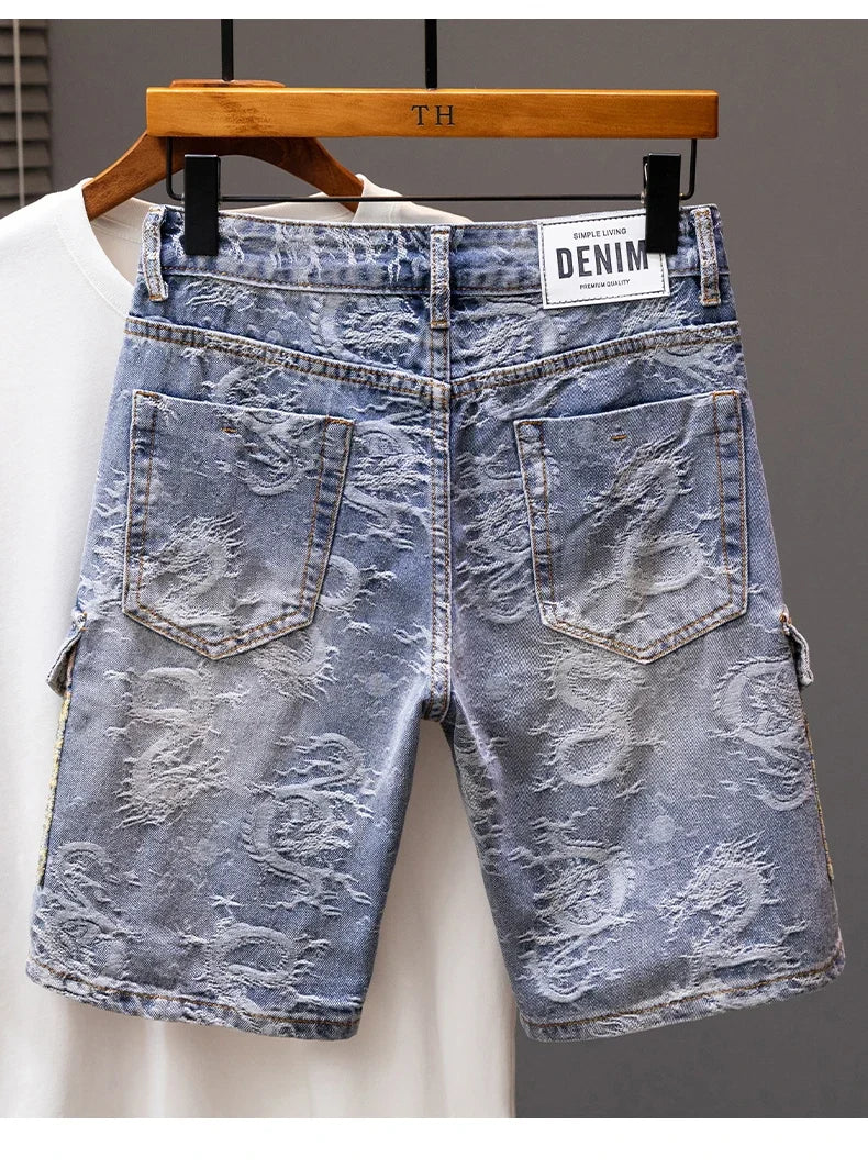 Printed Men's Clothing Denim Shorts Men Summer New Fashion Bermuda Jeans Street Wear Straight Personality Male Short Pants