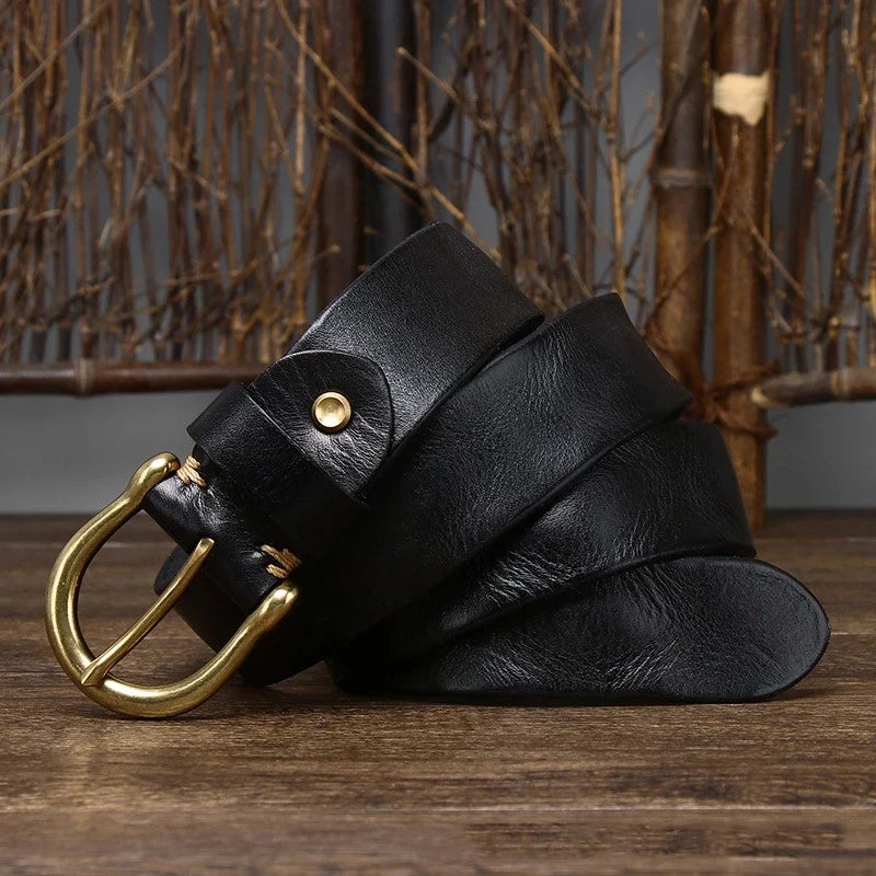 3.8CM Men High Quality Genuine Leather Belt Luxury Designer Belts Pure Cowskin Fashion Waistband Strap Male Jeans for Man Cowboy