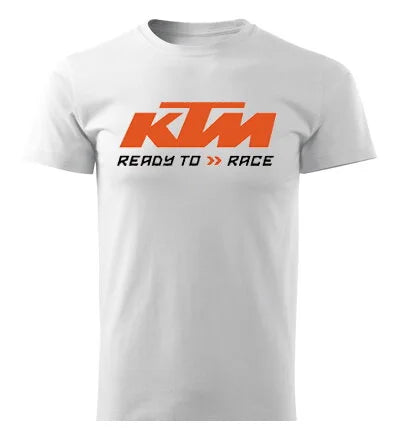 Ready to Race Logo Men’s T-Shirt Cotton Short Sleeve Crew Neck Casual Motorcycle Graphic Tee Summer Streetwear Tee