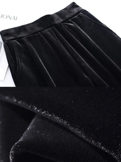 Women's pants with many reviews flared pants ice silk pants wide leg pants, high waisted blue loose straight leg pants 6XL
