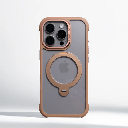 360° Magnetic Rotatable Holder Shockproof Case For iPhone 17 16 Pro Max 15 14 13 Transparent For MagSafe Wireless Charge Cover