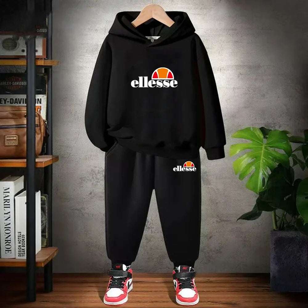 Black Children Hoodie Child print 3-12 Years Old Boys Girls Toddler hoodie Coat Top+Pants Stylish Casual Sweatshirt Set