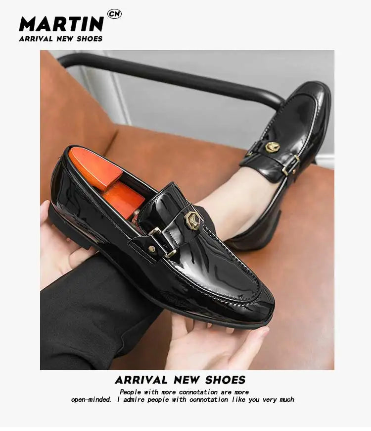 New Black Loafers Men Slip-On Round Toe Fashion Mens Dress Shoes Free Shipping Wedding Shoes for Men Size 38-47