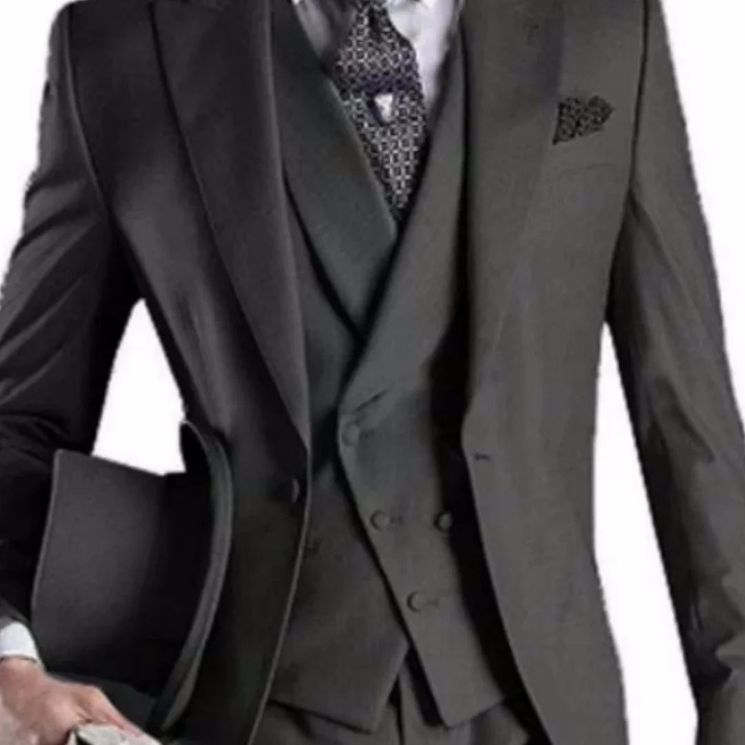 Men Vest Dark Gray With Lapel Solid Waistcoat For Wedding Banquet Prom Business Work Casual Daily Men Vest (ONLY SALE VEST)