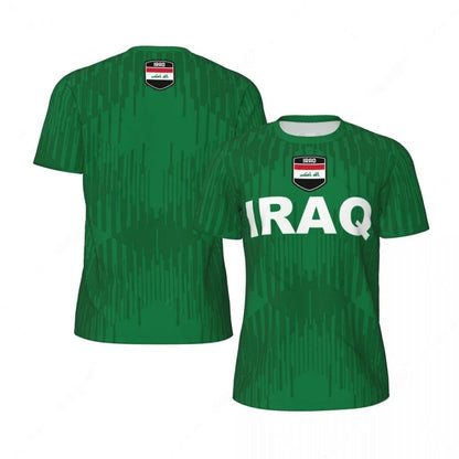 IRAQ Flag 3D Print Sport Quick Dry Breathable Men T-shirt Outdoor Football Jersey Team Fan Loose Short Sleeve Summer Top Clothes