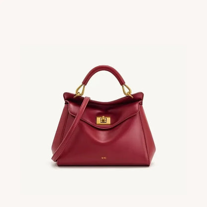 Lucia Elegant Buckle Genuine Leather Handbag for Women, Urban Casual Commuter Shoulder and Crossbody Bag