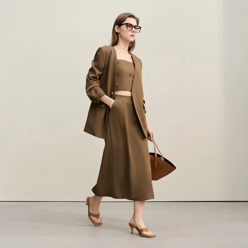 Casual Skirts For Women 2026 Spring New Elegant A-shaped Skirt Women Split Pocket Versatile Medium And Long Skirt 12621024