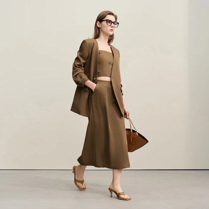 Casual Skirts For Women 2026 Spring New Elegant A-shaped Skirt Women Split Pocket Versatile Medium And Long Skirt 12621024