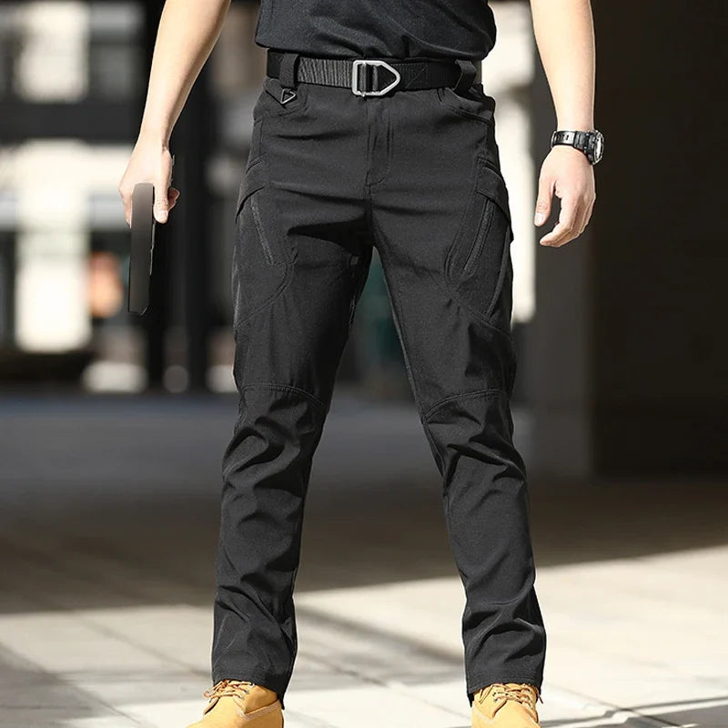 Men Elastic Sharkskin Spring Autumn City Cargo Pants Hiking Camping Climbing Casual Tactical Military Combat Trousers Quick Dry