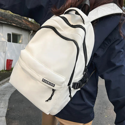 Large Capacity Solid Color Backpack for High School Students, Simple Black Travel Backpack for Middle School Students