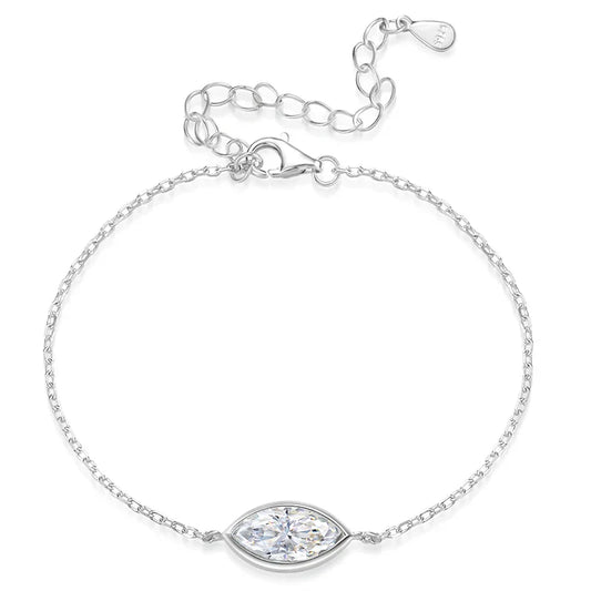 Bracelets en moissanite taille marquise 1CT 2CT pour femmes, chaîne réglable de 15-20cm, bijoux en diamant de laboratoire, argent sterling 925