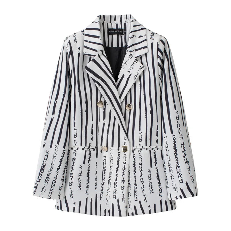Casual Plaid Women's Suit Jacket Spring Autumn New Style Large Size Street Style Top Quality Polyester Commute Style Fashionable