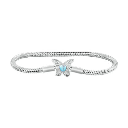 925 Sterling Silver Zircon Rose Buckle Bracelet Snake Chain for Women Bead Charm DIY Chic Jewelry Gift BSB096