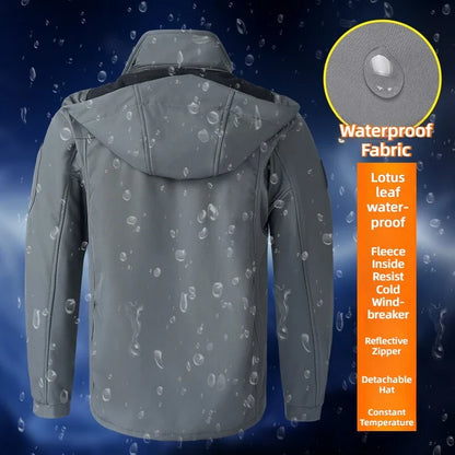 Men's Outdoor Jackets Fleece Lining Windbreaker Waterproof Winter Warm Jacket for Men Detachable Hat Men's Coats